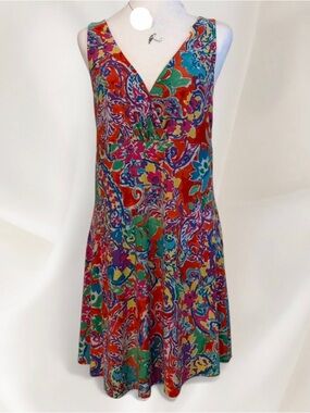 Lauren Ralph Lauren Multicolor Paisley V-Neck Sleeveless Dress